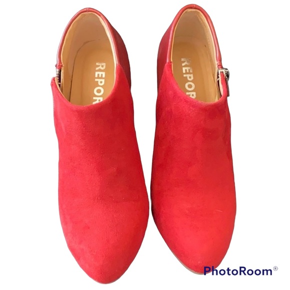 NIB Red vegan suede & leather ankle boots - Picture 2 of 3